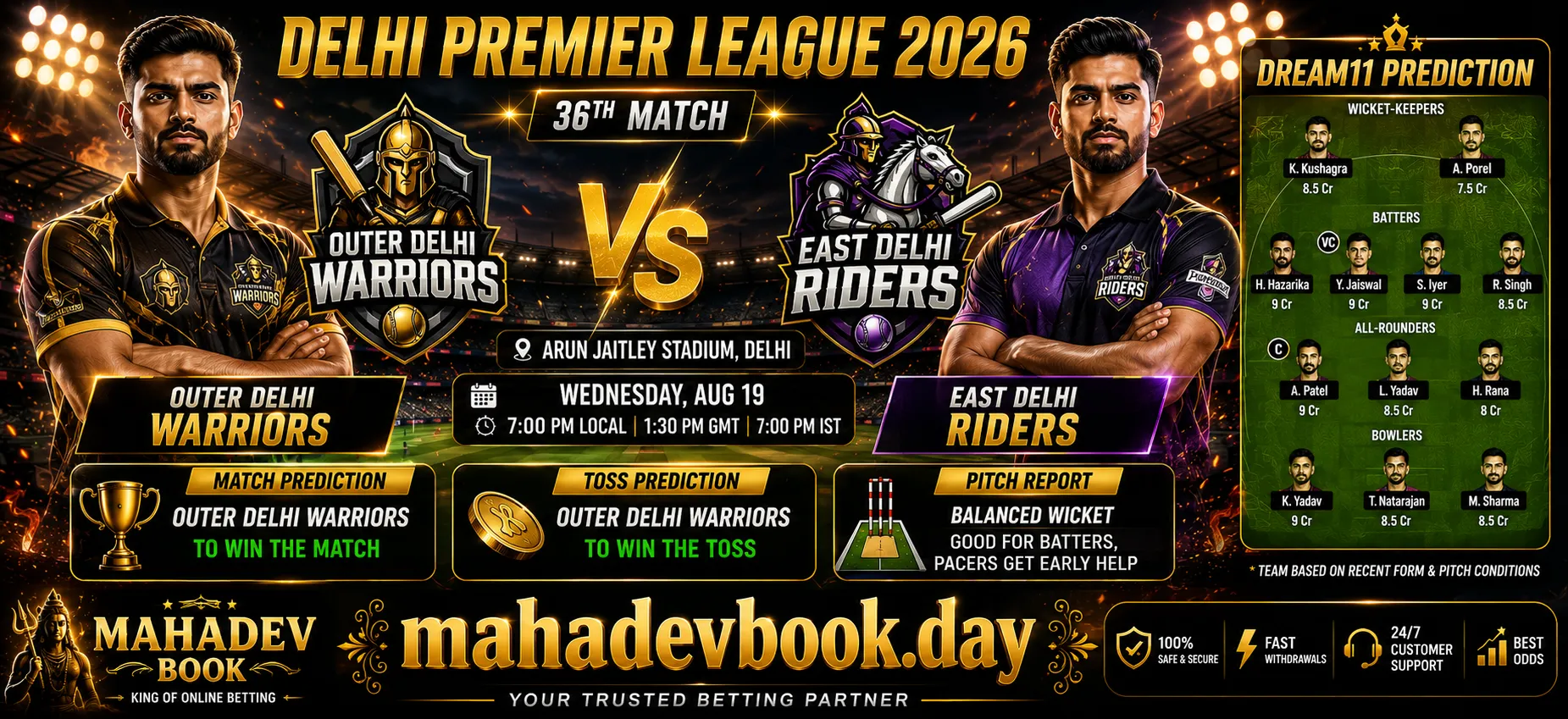 ODW vs EDR match prediction Delhi Premier League 2026