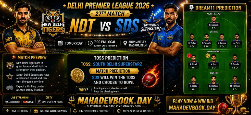 NDT vs SDS 27th Match 2026